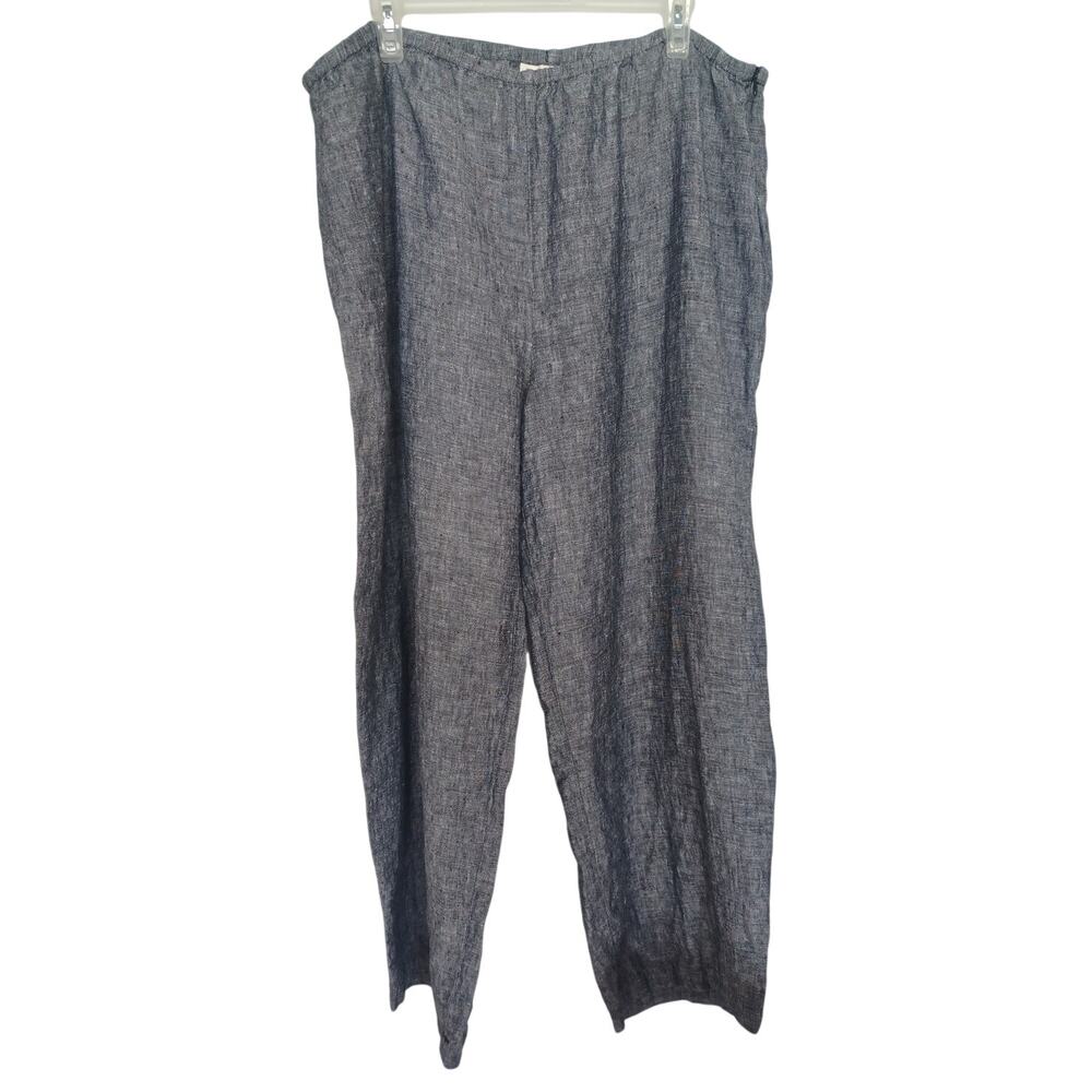 JM Collection Women's 100% Linen Pants Size 18 Gray Casual Wide Leg